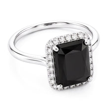 Black Diamond Jewellery 3.5 Carat Real Radiant Halo Ring 14K White Gold