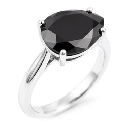 Black Diamond Jewellery 5 Carat Genuine Pear Solitaire Knife Edge Ring 14K White Gold