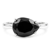 Black Diamond Jewellery 5 Carat Genuine Pear Solitaire Knife Edge Ring 14K White Gold