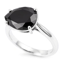 Black Diamond Jewellery 5 Carat Genuine Pear Solitaire Knife Edge Ring 14K White Gold