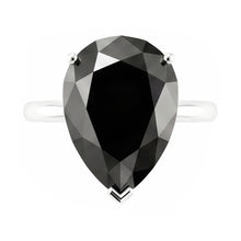 Black Diamond Jewellery 5 Carat Genuine Pear Solitaire Ring 14K White Gold