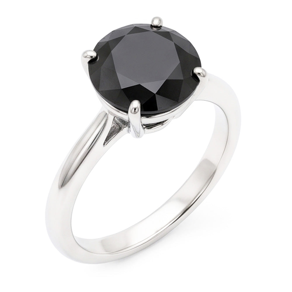 Black Diamond Jewellery 5 Carat Genuine Round Solitaire Plain Ring 14K White Gold
