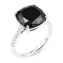 Black Diamond Jewellery 6 Carat Genuine Cushion Solitaire Ring 14K White Gold
