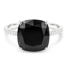 Black Diamond Jewellery 6 Carat Genuine Cushion Solitaire Ring 14K White Gold