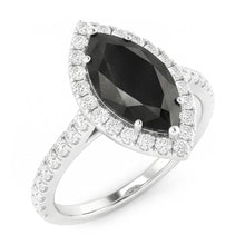 Black Diamond Jewellery 6 Carat Genuine Marquise Halo Ring 14K White Gold