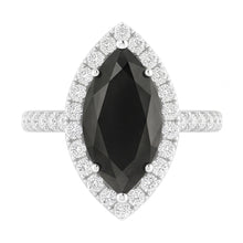 Black Diamond Jewellery 6 Carat Genuine Marquise Halo Ring 14K White Gold