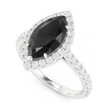 Black Diamond Jewellery 6 Carat Genuine Marquise Halo Ring 14K White Gold