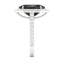 Black Diamond Jewellery 6 Carat Genuine Marquise Halo Ring 14K White Gold