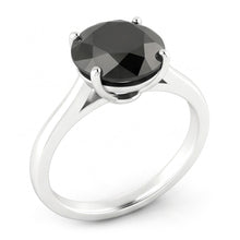 Black Diamond Marriage Ring 3.5 Carat Genuine Round Solitaire Cathedral 14K White Gold
