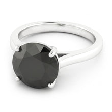 Black Diamond Marriage Ring 3.5 Carat Genuine Round Solitaire Cathedral 14K White Gold