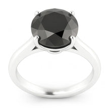 Black Diamond Marriage Ring 3.5 Carat Genuine Round Solitaire Cathedral 14K White Gold