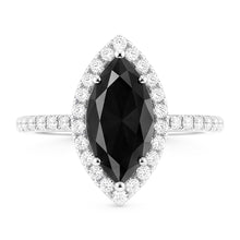Black Diamond Marriage Ring 4 Carat Real Marquise Halo 14K White Gold