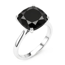 Black Diamond Marriage Ring 5 Carat Genuine Cushion Solitaire Cathedral 14K White Gold