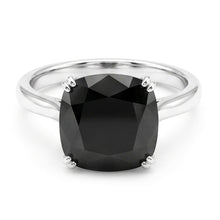 Black Diamond Marriage Ring 5 Carat Genuine Cushion Solitaire Cathedral 14K White Gold