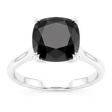 Black Diamond Marriage Ring 5 Carat Genuine Cushion Solitaire Cathedral 14K White Gold