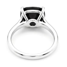 Black Diamond Marriage Ring 5 Carat Genuine Cushion Solitaire Cathedral 14K White Gold