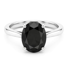 Black Diamond Marriage Ring 5 Carat Genuine Oval Solitaire Knife Edge 14K White Gold