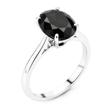 Black Diamond Marriage Ring 5 Carat Genuine Oval Solitaire Knife Edge 14K White Gold