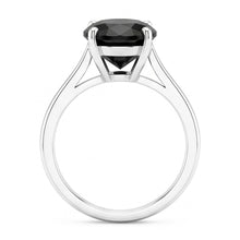 Black Diamond Marriage Ring 5 Carat Genuine Oval Solitaire Knife Edge 14K White Gold