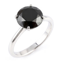 Black Diamond Marriage Ring 5 Carat Genuine Round Solitaire 14K White Gold
