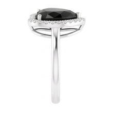Black Diamond Marriage Ring 9 Carat Genuine Heart Halo 14K White Gold