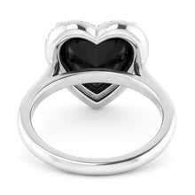 Black Diamond Marriage Ring 9 Carat Genuine Heart Halo 14K White Gold