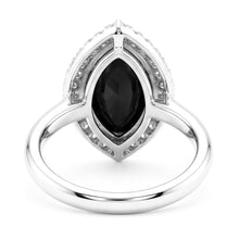 Black Diamond Proposal Ring 3 Carat Genuine Marquise Halo 14K White Gold