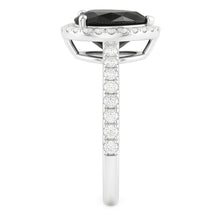 Black Diamond Proposal Ring 4 Carat Natural Heart Halo Pave 14K White Gold