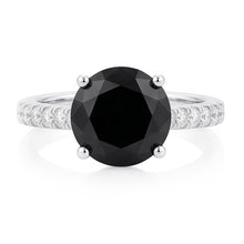 Black Diamond Proposal Ring 5 Carat Natural Round Pave Solitaire 14K White Gold