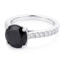 Black Diamond Proposal Ring 5 Carat Natural Round Pave Solitaire 14K White Gold