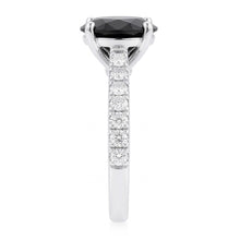 Black Diamond Proposal Ring 5 Carat Natural Round Pave Solitaire 14K White Gold