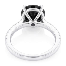 Black Diamond Proposal Ring 5 Carat Natural Round Pave Solitaire 14K White Gold