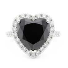 Black Diamond Proposal Ring 6 Carat Natural Heart Halo 14K White Gold