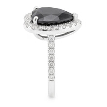 Black Diamond Proposal Ring 6 Carat Natural Heart Halo 14K White Gold