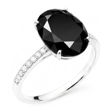 Black Diamond Proposal Ring 6 Carat Natural Oval Solitaire 14K White Gold