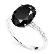 Black Diamond Proposal Ring 6 Carat Natural Oval Solitaire 14K White Gold