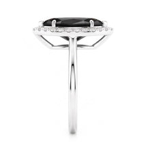 Black Diamond Ring 11 Carat Genuine Marquise Halo 14K White Gold