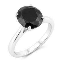 Black Diamond Ring 3.5 Carat Natural Round Solitaire Knife Edge 14K White Gold