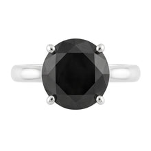 Black Diamond Ring 3.5 Carat Natural Round Solitaire Knife Edge 14K White Gold