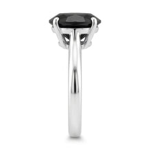 Black Diamond Ring 3.5 Carat Natural Round Solitaire Knife Edge 14K White Gold