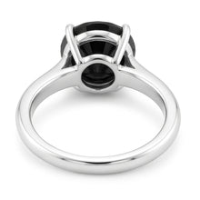 Black Diamond Ring 3.5 Carat Natural Round Solitaire Knife Edge 14K White Gold