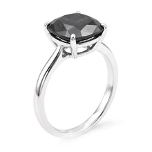 Black Diamond Ring 3.75 Carat Natural Cushion Solitaire 14K White Gold
