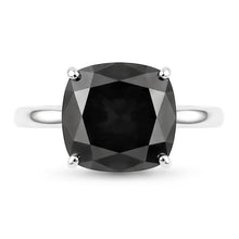 Black Diamond Ring 3.75 Carat Natural Cushion Solitaire 14K White Gold