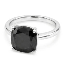 Black Diamond Ring 3.75 Carat Natural Cushion Solitaire 14K White Gold