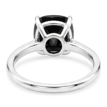Black Diamond Ring 3.75 Carat Natural Cushion Solitaire 14K White Gold