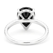 Black Diamond Ring 5 Carat Natural Pear Pave Solitaire 14K White Gold