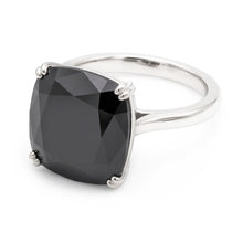 Black Diamond Ring 6 Carat Natural Cushion Solitaire 14K White Gold
