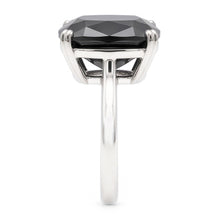 Black Diamond Ring 6 Carat Natural Cushion Solitaire 14K White Gold