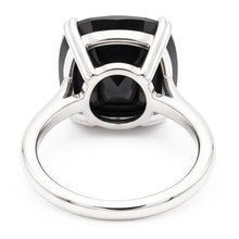 Black Diamond Ring 6 Carat Natural Cushion Solitaire 14K White Gold