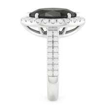 Black Diamond Ring 6 Carat Natural Pear Halo 14K White Gold